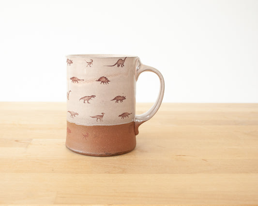 Mug with Little Dino Pattern - pale pink