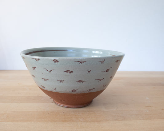 Noodle Bowl with small dinosaurs - blue