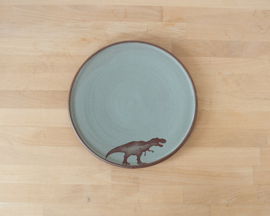 T-Rex Dinner Plate - blue