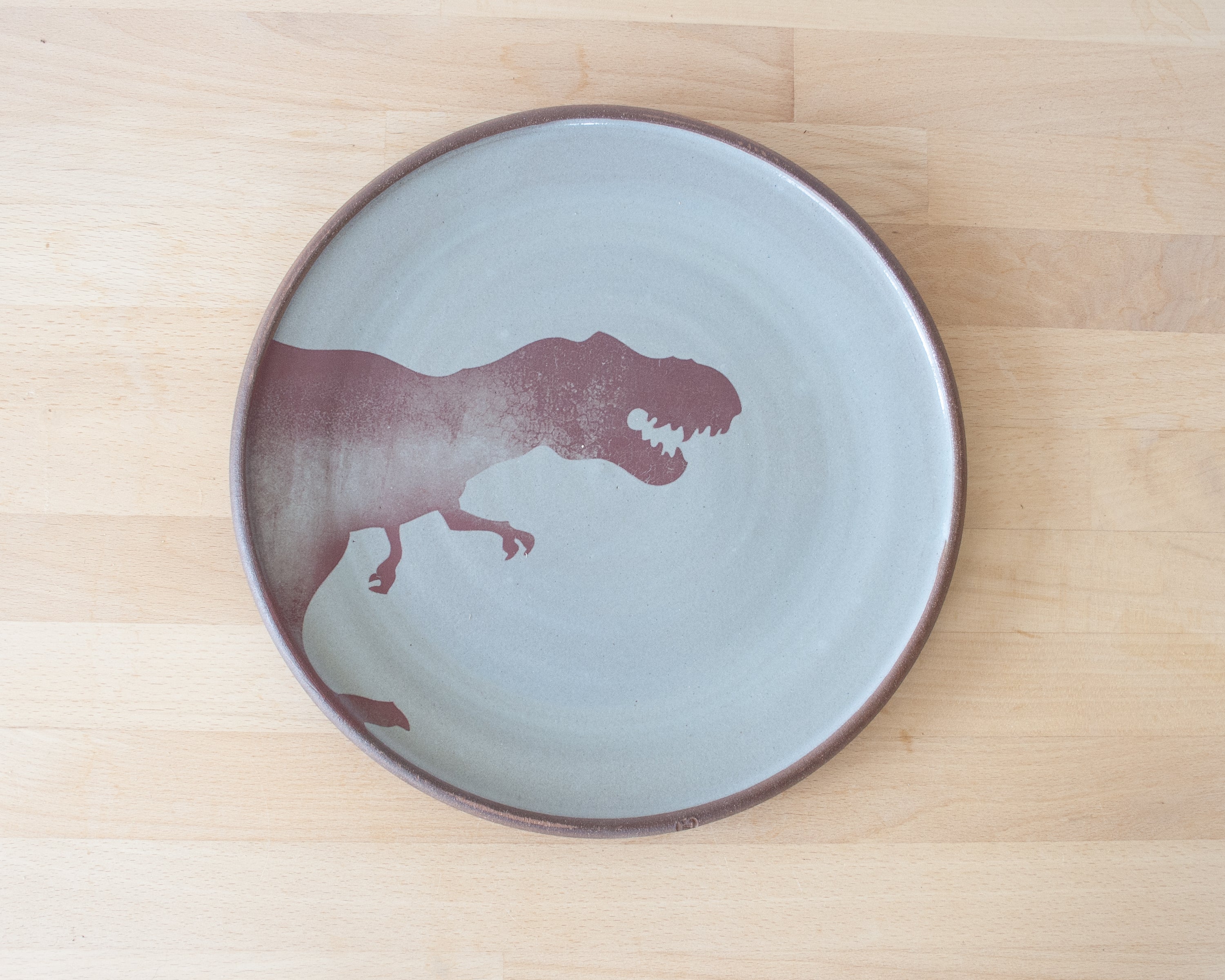 T-Rex Dinner Plate - blue