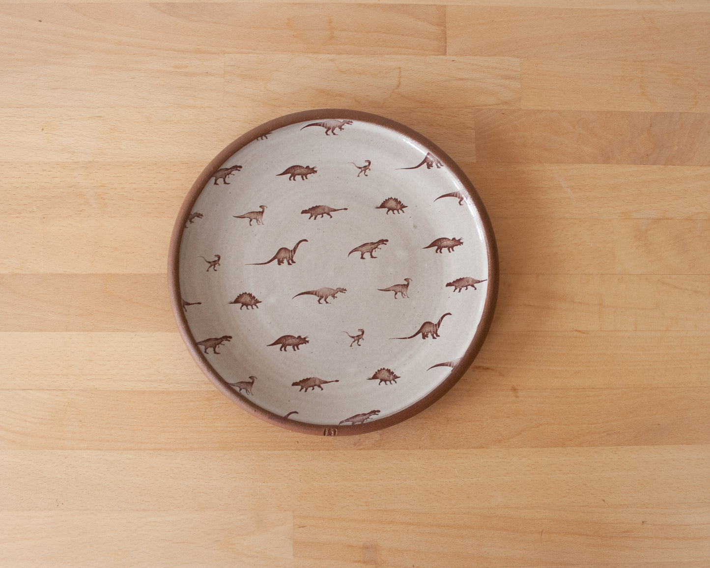 Side Plate with small dinosaurs - white