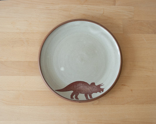 Triceratops Side Plate - white