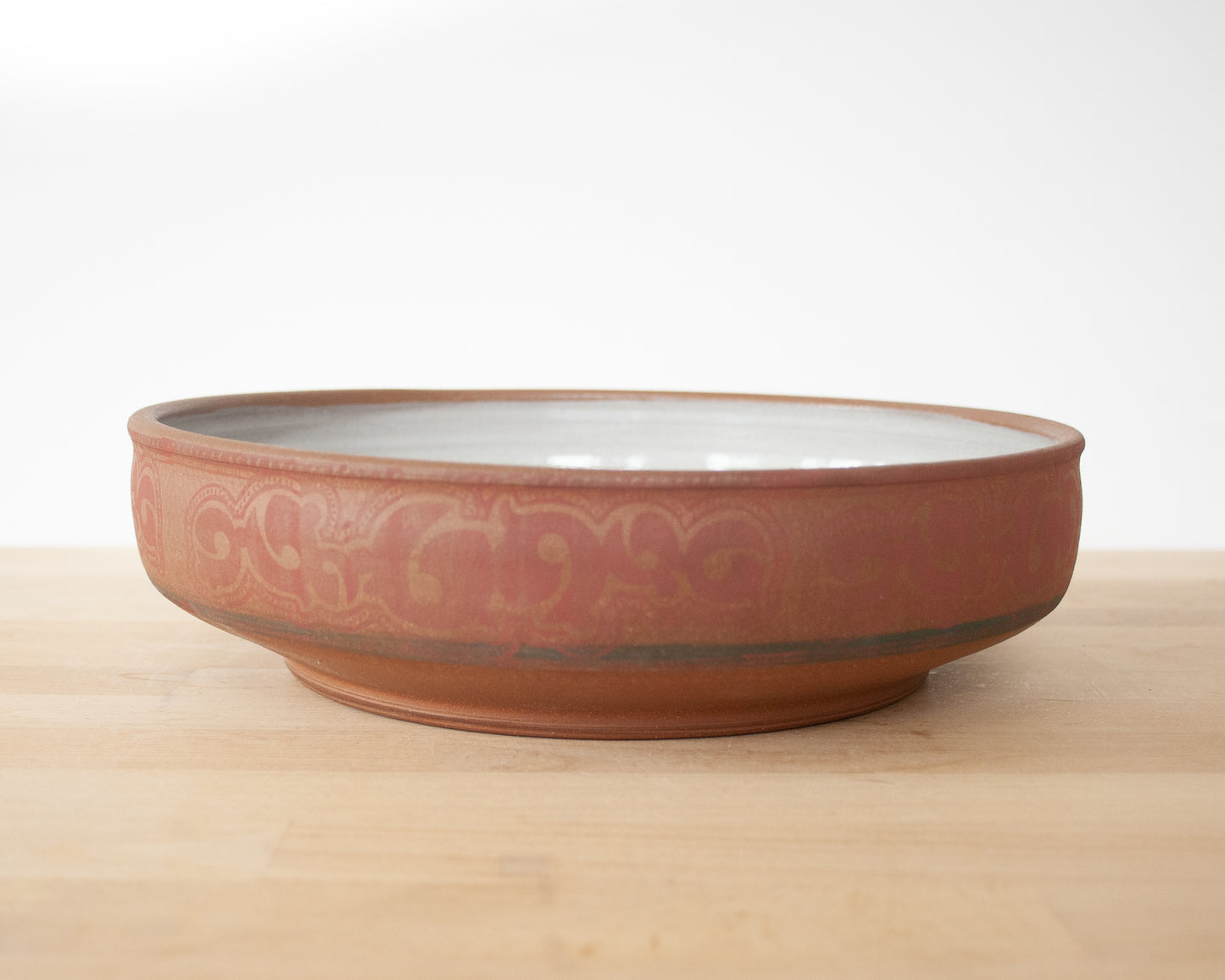 Serving Bowl - raw clay with subtle pattern