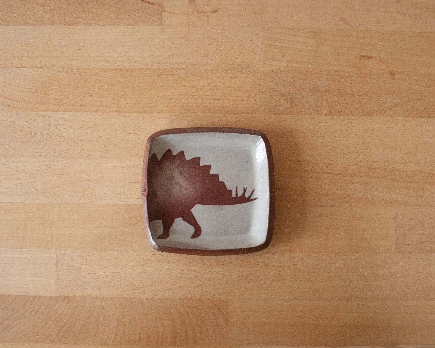 Stegosaurus Small Squared Dish - white