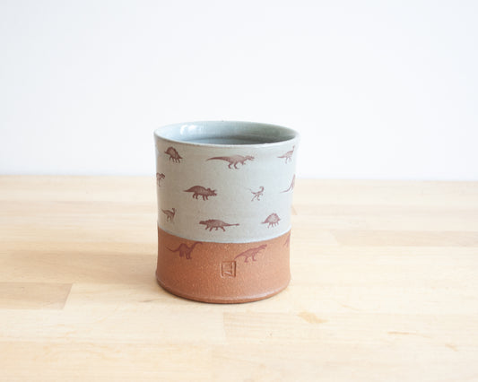 Cup with small dino pattern - blue