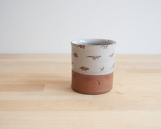 Cup with small dino pattern - white