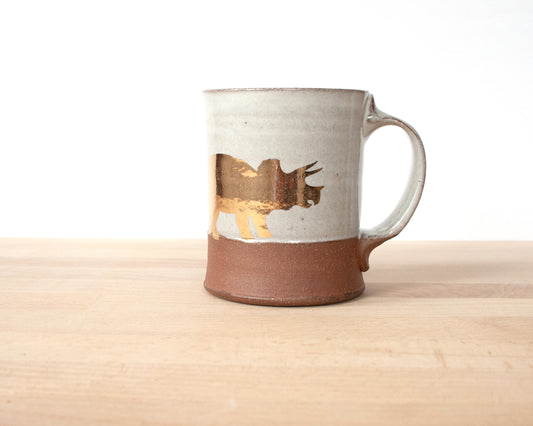 Gold Triceratops Mug - white