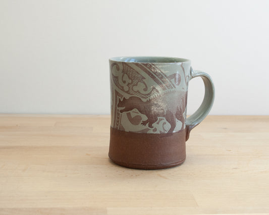 Ceratosaurus Mug with Pattern- blue