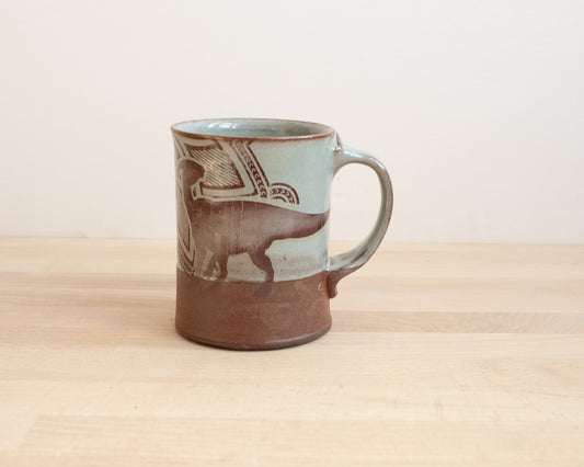 Parasaurolophus Mug with pattern- blue