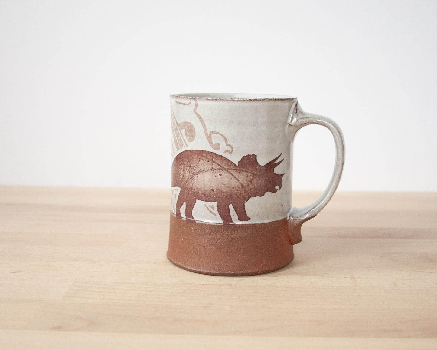 Triceratops Mug with pattern - white