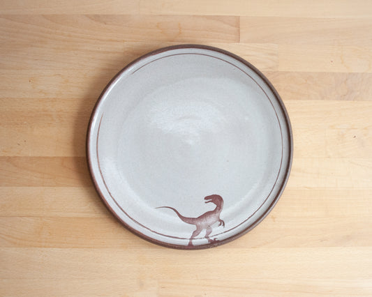 Velociraptor Dinner Plate - white