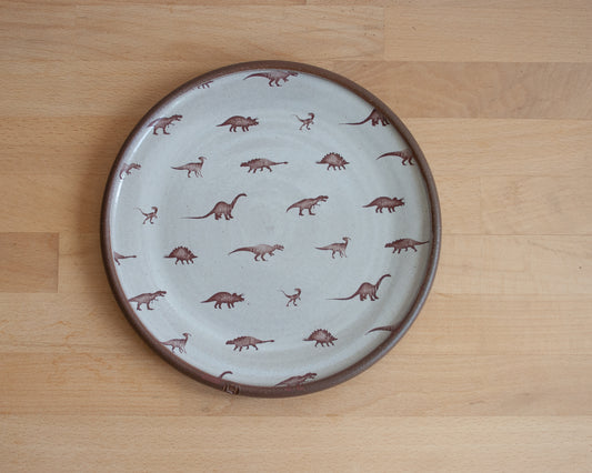 Side Plate with Small Dinosaurs - white
