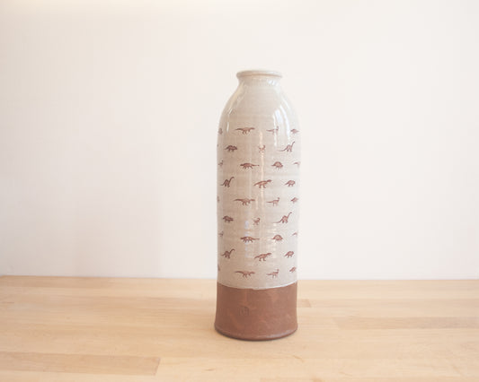 Vase with Dino Pattern, Large - white