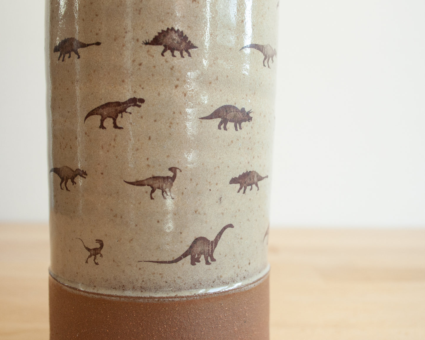 Vase with Little Dinosaurs - yellow